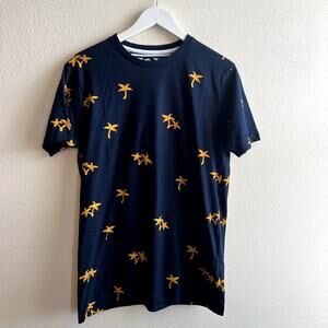 Denim & Flower Blue Palm Tree Pattern T-shirt Small
